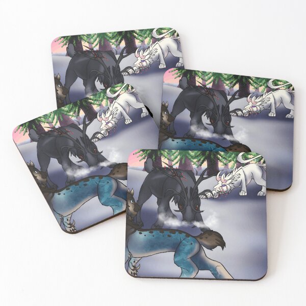Item preview, Colorful Fantasy Creatures in a Winter Landscape designed and sold by J-Mindful.