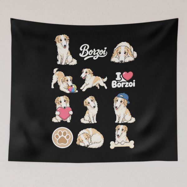 Item preview, Cute Borzoi stickers and apparel design designed and sold by rafaeltto.