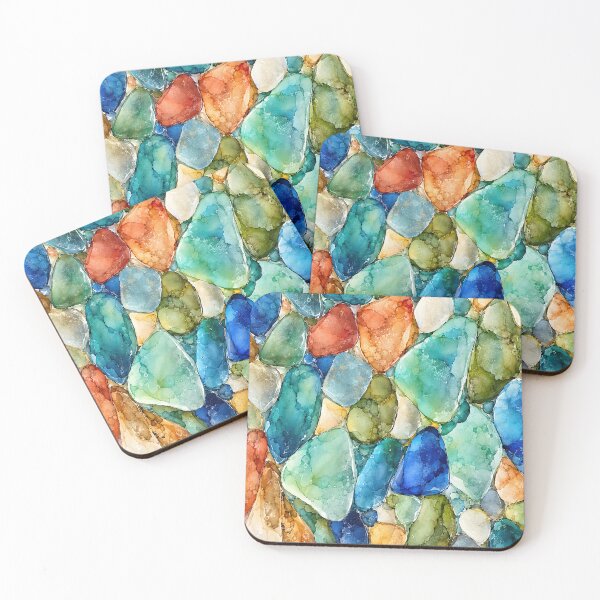 Item preview, Adriatic Sea Glass – Coastal Ink Abstract designed and sold by newnomads-art.
