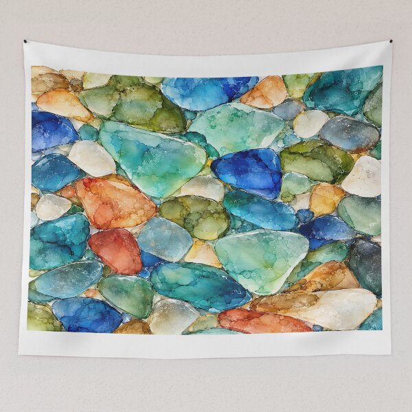 Item preview, Adriatic Sea Glass – Coastal Ink Abstract designed and sold by newnomads-art.