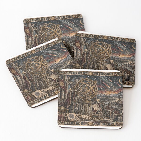 Item preview, The Cosmic Astronomers - Gothic Skeleton Astrology Art  designed and sold by Odinsshop.
