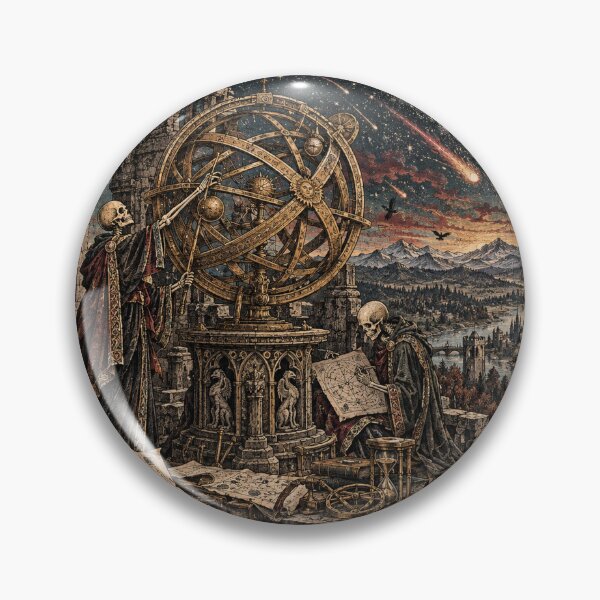 Item preview, The Cosmic Astronomers - Gothic Skeleton Astrology Art  designed and sold by Odinsshop.