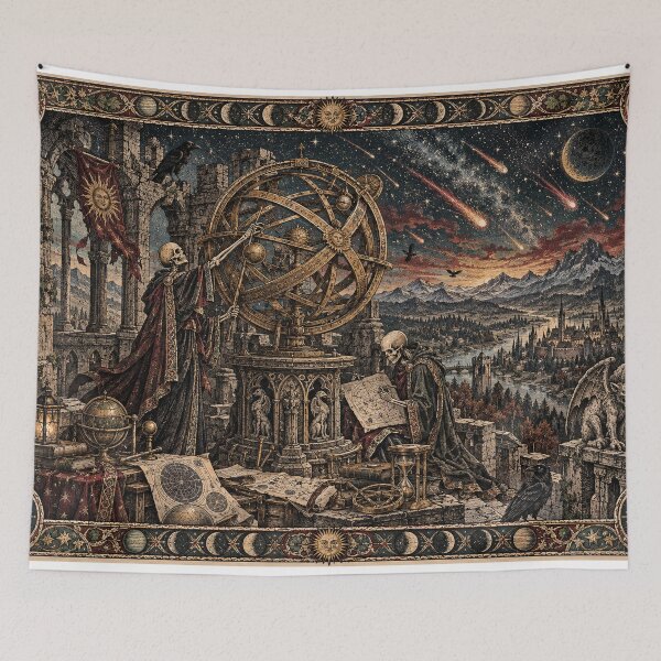 Item preview, The Cosmic Astronomers - Gothic Skeleton Astrology Art  designed and sold by Odinsshop.