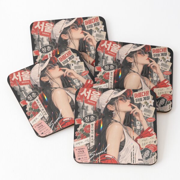 Item preview, Seoul Street Style Aesthetic Girl Collage designed and sold by SeoulVibeStudio.