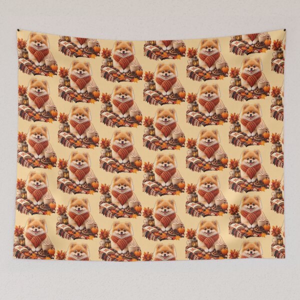 Item preview, Cozy Autumn Pomeranian – Rustic Nature Retreat Dog Art designed and sold by Tianjie-Yishu.