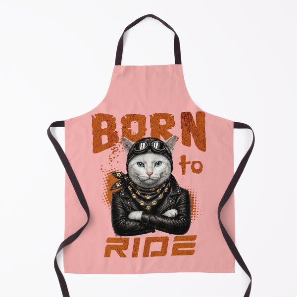 Item preview, White Cat Born To Ride - Biker Jacket & Bandana & Goggles designed and sold by PixelsPaws.