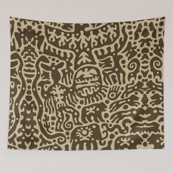 Item preview, Ancient Wildlife Petroglyph Jungle Art designed and sold by RamyGallery.
