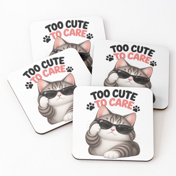 Item preview, Too Cute to Care Funny Cool Cat designed and sold by an-items.