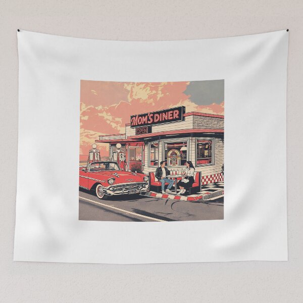 Item preview, Vintage 1950s Diner Retro Car Date Mom's Diner Graphic Art designed and sold by KTD28_SHOP.