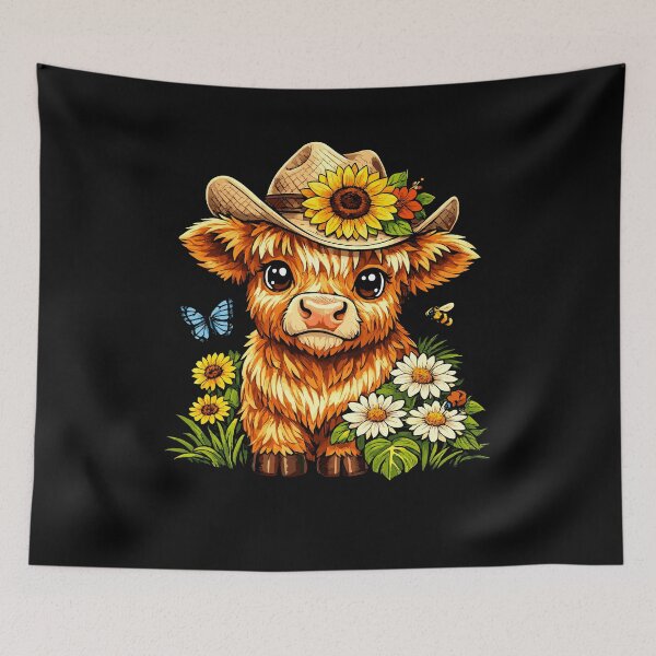 Item preview, Cute Highland Cow Sunflower Farm Scottish Highland Cattle designed and sold by stmpdwrld.