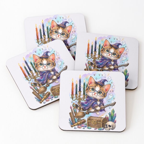 Item preview, Copy of Cute Watercolor Wizard Cat - Magical Kawaii Kitten designed and sold by SuperMama1973.