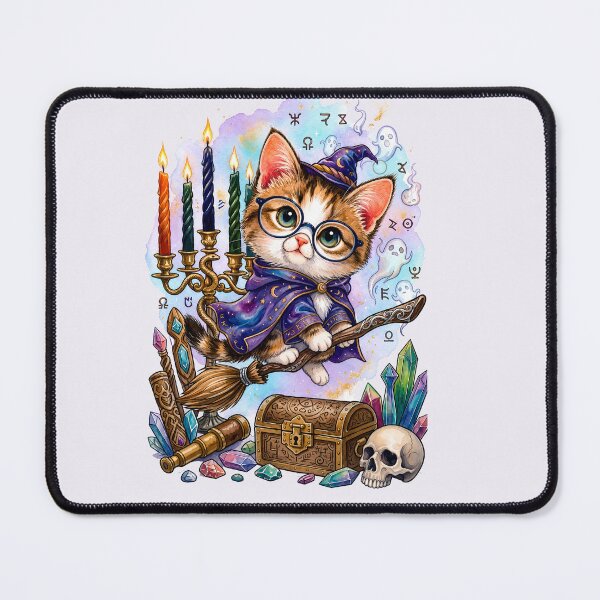 Item preview, Copy of Cute Watercolor Wizard Cat - Magical Kawaii Kitten designed and sold by SuperMama1973.