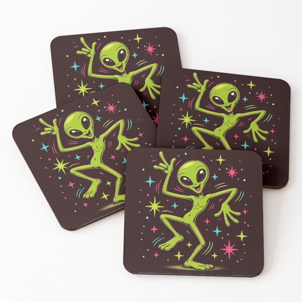 Item preview, Funny Dancing Green Alien With Colorful Stars Retro Sci-Fi Design designed and sold by RAJASWARSTORE.