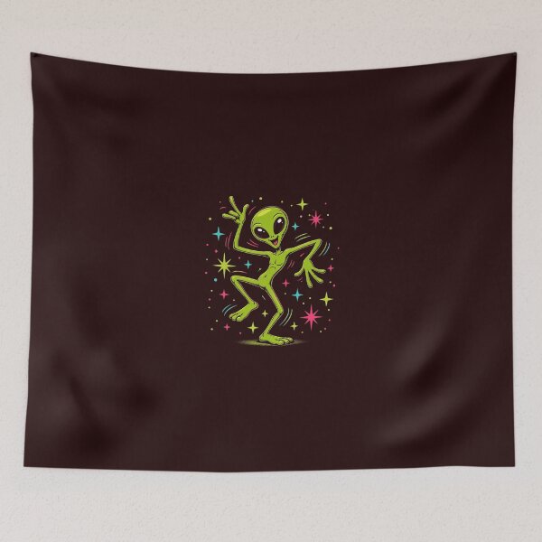 Item preview, Funny Dancing Green Alien With Colorful Stars Retro Sci-Fi Design designed and sold by RAJASWARSTORE.