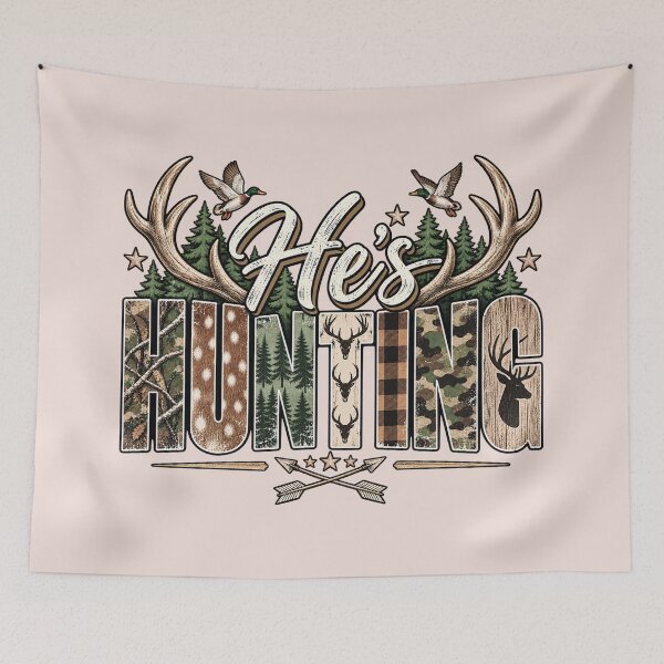 Item preview, Preppy He's Hunting Camo Western, Retro Hunting Wife, Distressed Cowboy Style, Cute Camouflage Outdoorsman Gift designed and sold by Cchotlan.