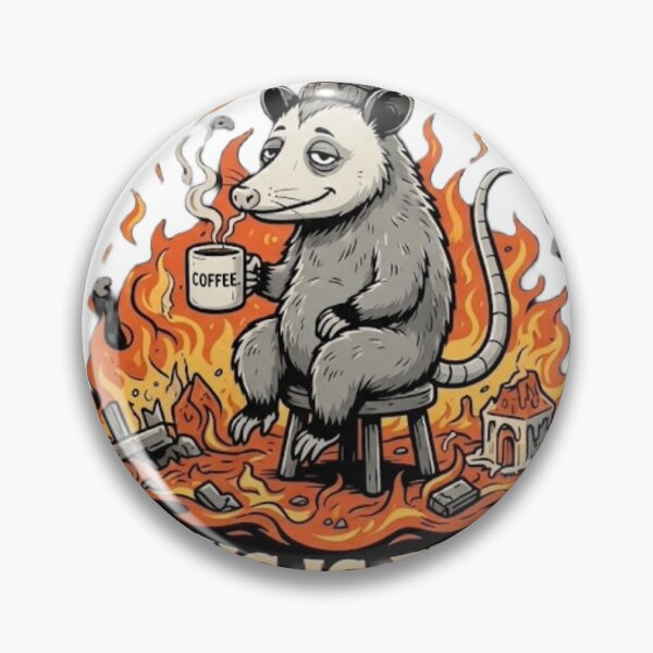 Item preview, This Is Fine - Funny Burnout Opossum Retro Meme  designed and sold by Neon-Leonida-Vibes.