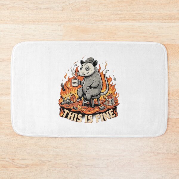 Item preview, This Is Fine - Funny Burnout Opossum Retro Meme  designed and sold by Neon-Leonida-Vibes.