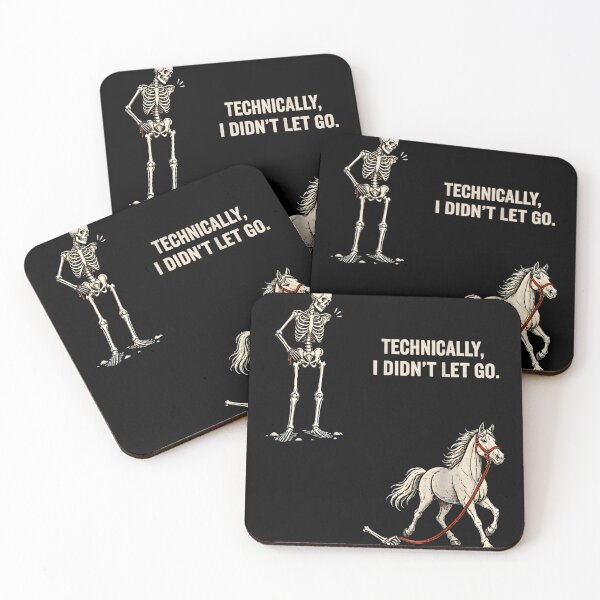 Item preview, Technically I Didn't Let Go Funny Horse Riding Skeleton designed and sold by SamWoodrt.