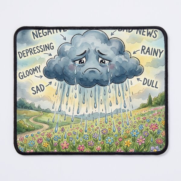 Item preview, Sad Rain Cloud Over Flower Meadow Mental Health designed and sold by Michaelragheb.