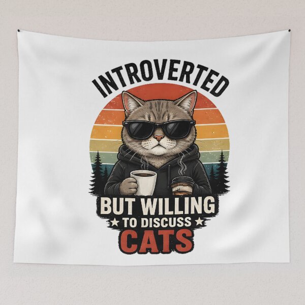 Item preview, Introverted But Willing To Discuss Cats Funny Cat Lover designed and sold by Pyt27.