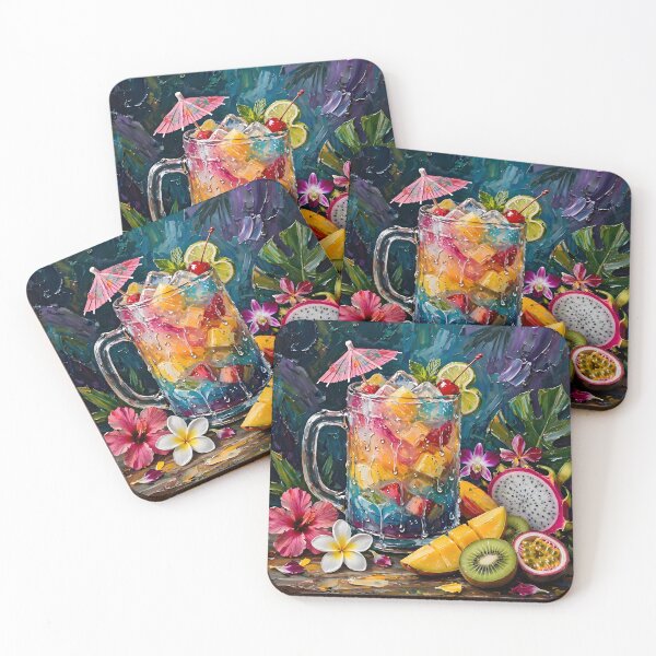 Item preview, Tropical Rainbow Cocktail Exotic Fruits designed and sold by Serene Strokes Art.