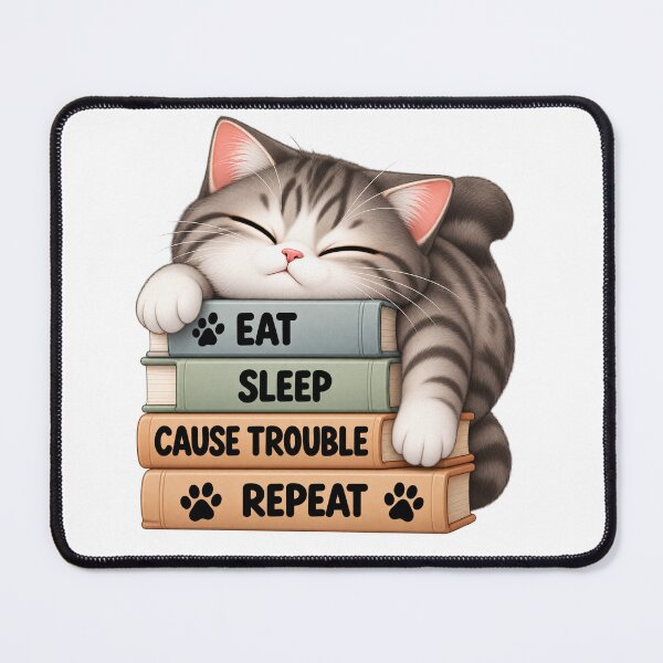 Item preview, Eat Sleep Cause Trouble Repeat Funny Cat designed and sold by an-items.