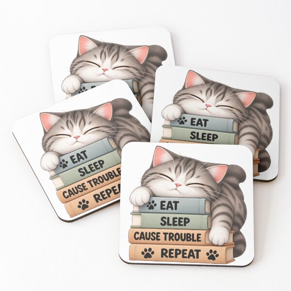 Item preview, Eat Sleep Cause Trouble Repeat Funny Cat designed and sold by an-items.