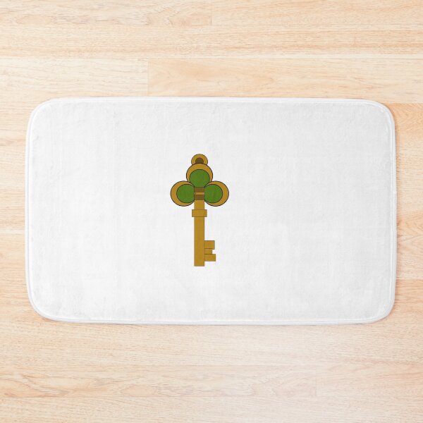 Item preview, 2D Fantasy Vector Magic Key Clip Art with Clover Bow and Green Gemstone Inlays designed and sold by Rehnair.