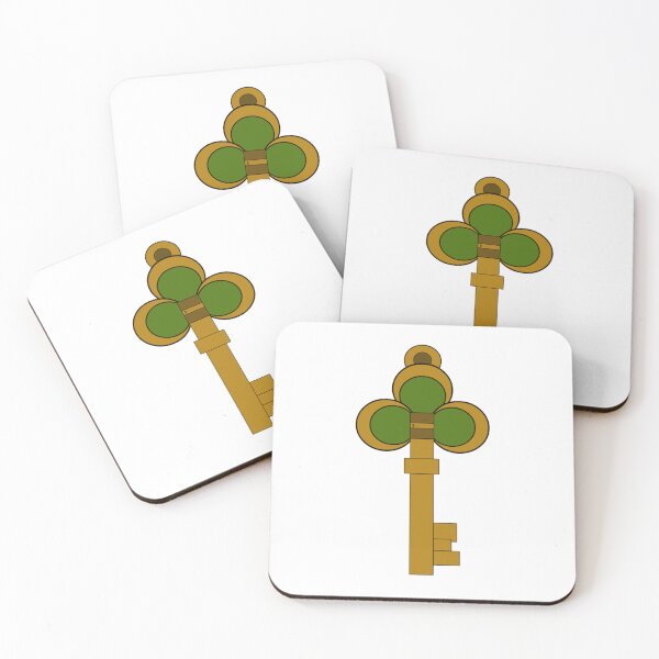 Item preview, 2D Fantasy Vector Magic Key Clip Art with Clover Bow and Green Gemstone Inlays designed and sold by Rehnair.