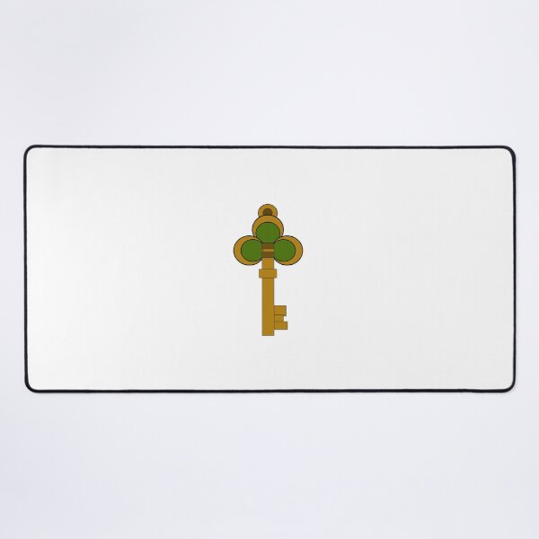 Item preview, 2D Fantasy Vector Magic Key Clip Art with Clover Bow and Green Gemstone Inlays designed and sold by Rehnair.