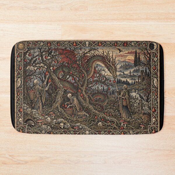 Item preview, The Dragon’s Orchard - Gothic Skeleton Harvest Art designed and sold by Odinsshop.