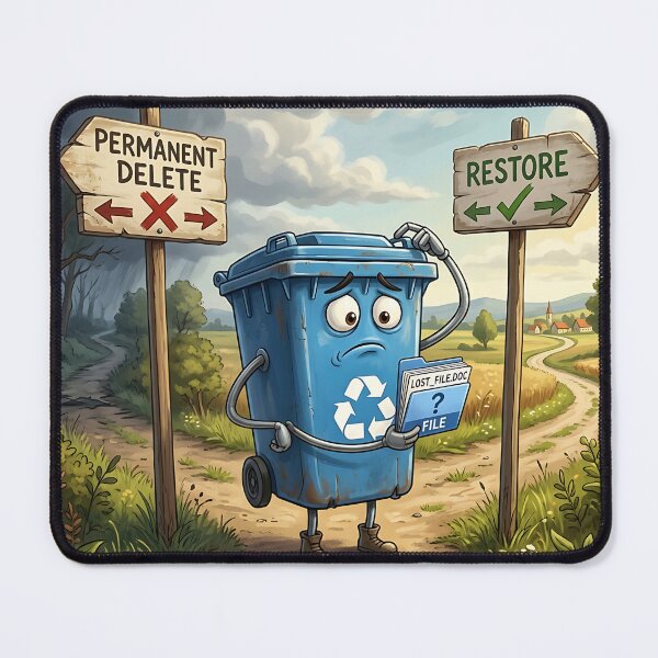Item preview, Recycle Bin Crossroads Restore vs Permanent Delete Tech Humor designed and sold by Michaelragheb.