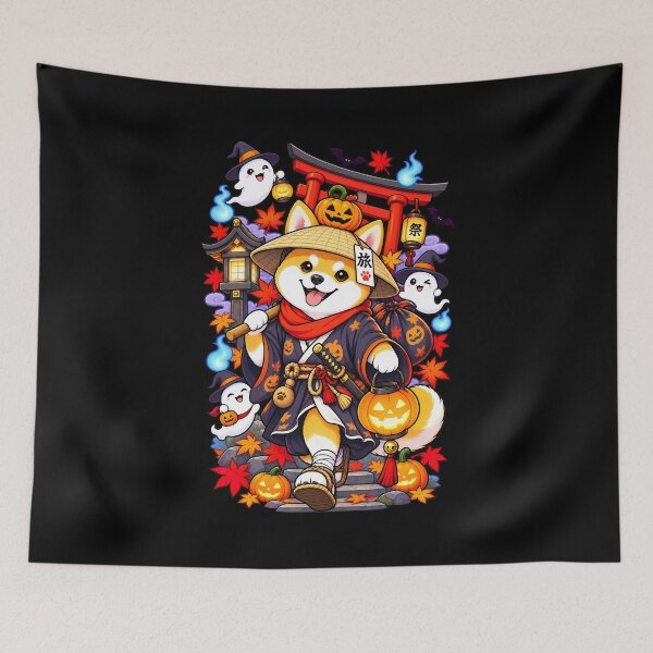 Item preview, Cute Shiba Samurai Halloween Japanese Ghost Adventure designed and sold by Tong4130.
