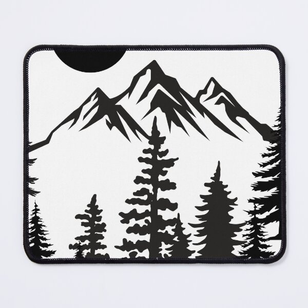 Item preview, Minimalist Mountain Landscape Black and White Pine Forest Design designed and sold by RAJASWARSTORE.