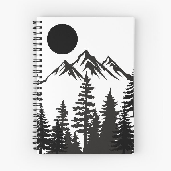 Item preview, Minimalist Mountain Landscape Black and White Pine Forest Design designed and sold by RAJASWARSTORE.