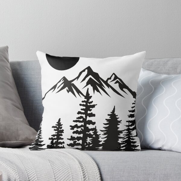 Item preview, Minimalist Mountain Landscape Black and White Pine Forest Design designed and sold by RAJASWARSTORE.