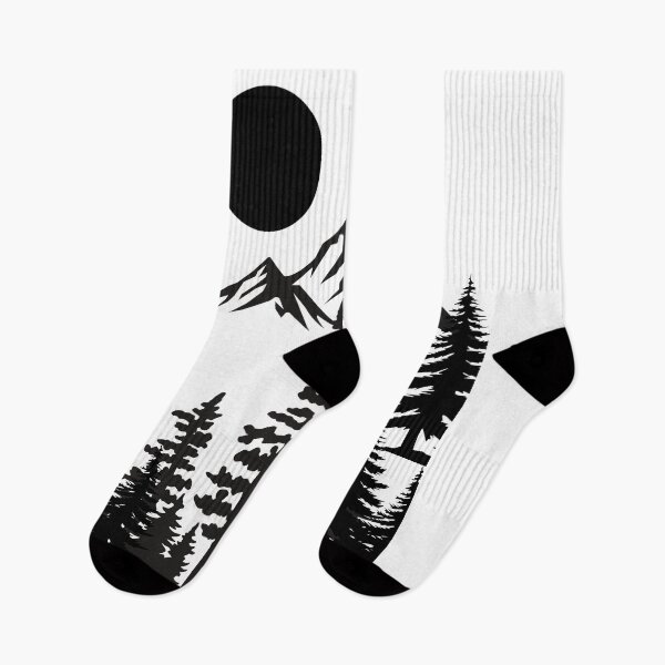 Item preview, Minimalist Mountain Landscape Black and White Pine Forest Design designed and sold by RAJASWARSTORE.