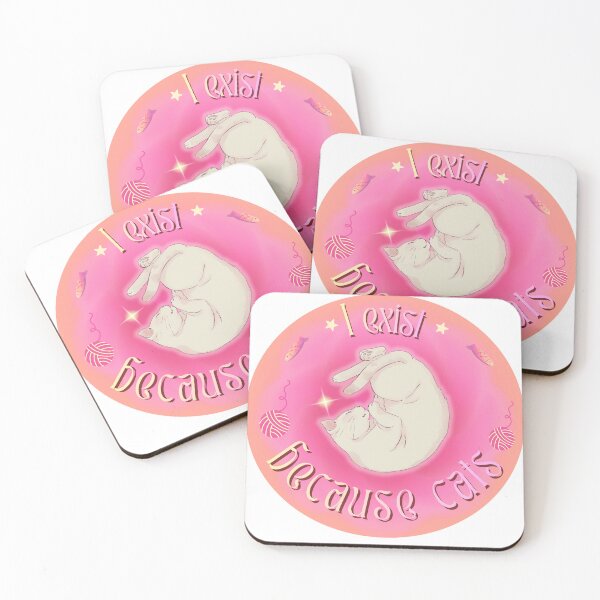 Item preview, I exist because cats Cute Dreamy Pink Pastel Design  designed and sold by mooncakekaro.