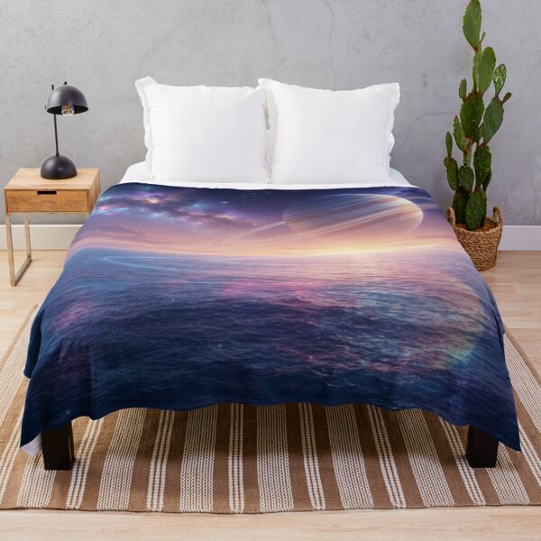 Item preview, Ocean and Ringed Planet under a Starry Sky designed and sold by Malisa345.