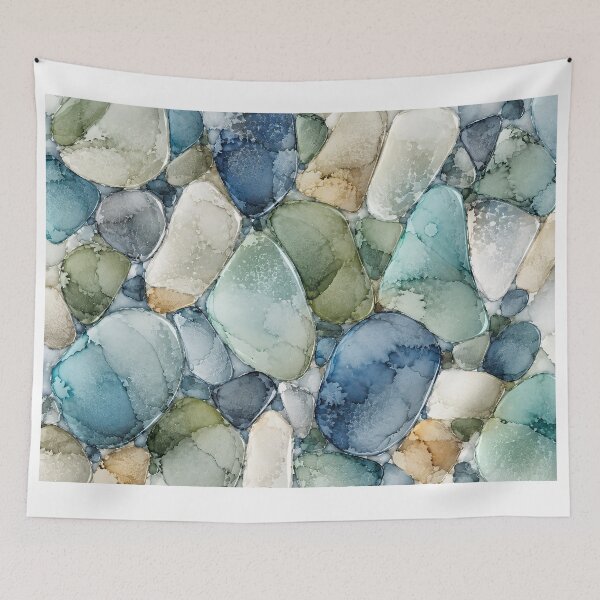 Item preview,  Cornish Sea Glass – Misty Cornwall Coast Ink Abstract designed and sold by newnomads-art.