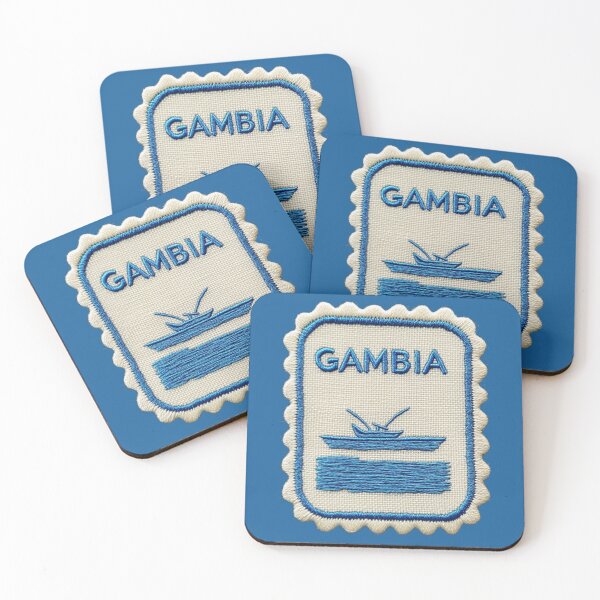Item preview, Gambia Travel Patch Fishing Boat Embroidered Stamp designed and sold by tiigerdad.