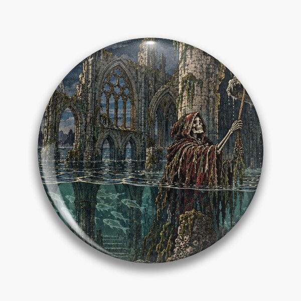 Item preview, The Sunken Bell - Gothic Underwater Abbey Art  designed and sold by Odinsshop.