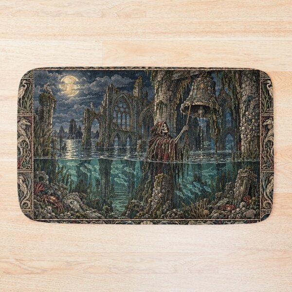 Item preview, The Sunken Bell - Gothic Underwater Abbey Art  designed and sold by Odinsshop.