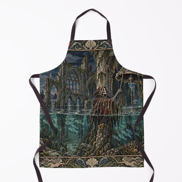 Item preview, The Sunken Bell - Gothic Underwater Abbey Art designed and sold by Odinsshop.