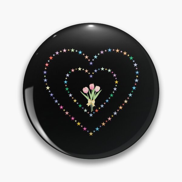 Item preview, Whimsical Concentric Star Heart Frame Vector with Pastel Pink Tulip Bouquet designed and sold by Rehnair.