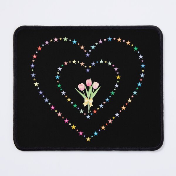 Item preview, Whimsical Concentric Star Heart Frame Vector with Pastel Pink Tulip Bouquet designed and sold by Rehnair.