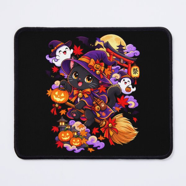 Item preview, Cute Black Cat Witch Japanese Halloween Ghost Night designed and sold by Tong4130.