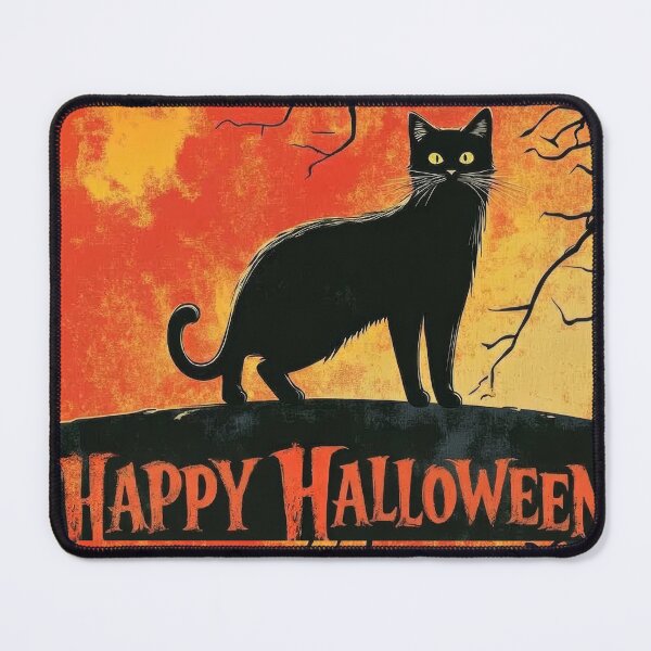 Item preview, Retro Black Cat Halloween Happy Halloween Vintage Spooky Poster designed and sold by pinkal.