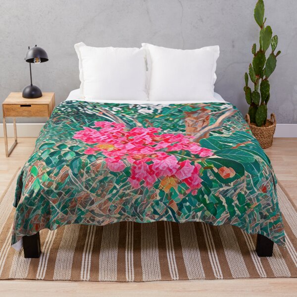 Item preview, Impressionist Pink Crape Myrtle Painting – Mediterranean Garden Art designed and sold by BalkanBloom.