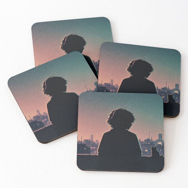 Item preview, Anime Boy Aesthetic City Sunset Silhouette designed and sold by everyone cloth house.